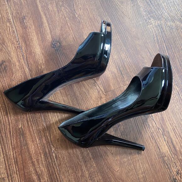 Vera Wang Selima Platform High Heels Size 9.5 Black Patent Open Toe Pump‎ - Picture 5 of 9